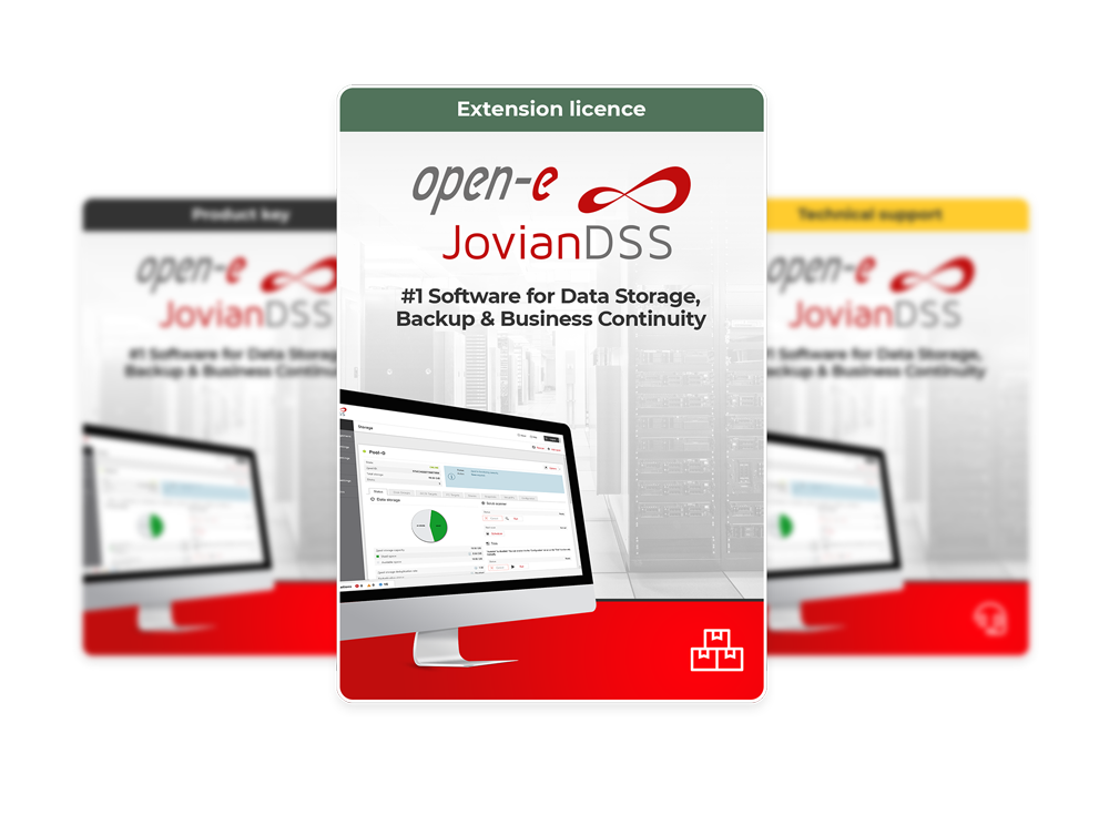 Open-E JovianDSS Extension Licence packs three covers in line